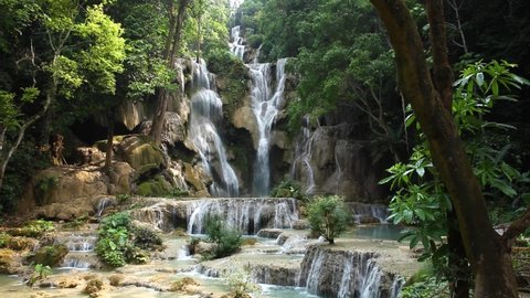 Tropical Waterfall in the Jungle - Kuang Si, Laos