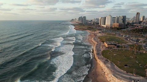 Drone Shot Tel Aviv Jaffa Israel Beach