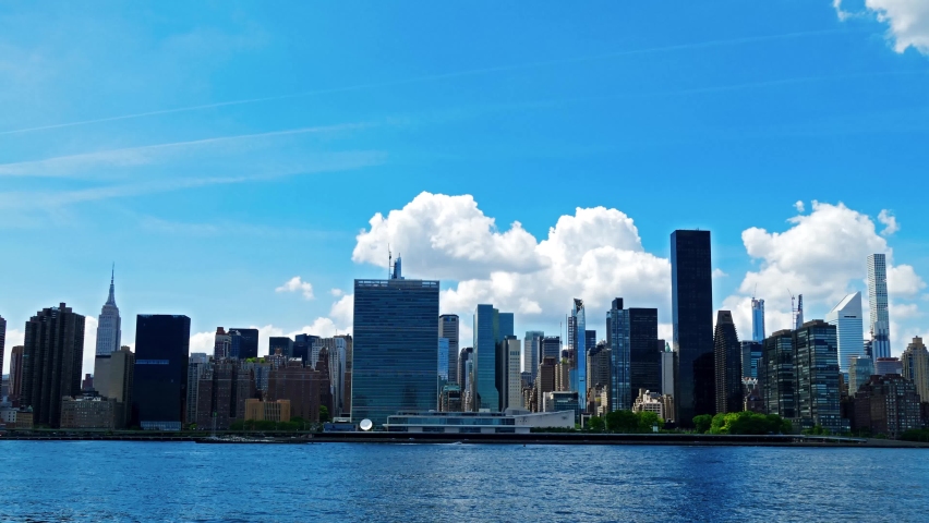 Midtown Manhattan and UN building timelapse, New York