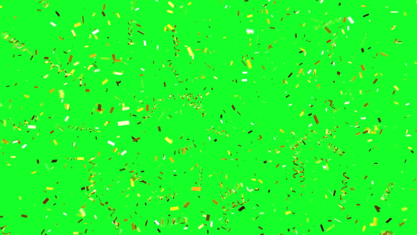 Golden Confetti Explosion on Green Screen