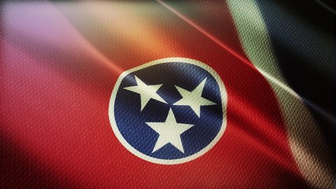 Tennessee flag is waving 3D animation. Tennessee flag waving in the wind. National flag of Tennessee. flag seamless loop animation. 4K