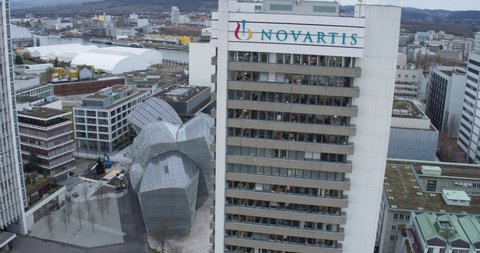 BASEL, SWITZERLAND - MARCH 21, 2019:View of the Novartis. Novartis is a global pharmaceutical company with strong Swiss roots. 