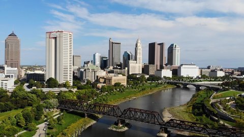 Columbus Ohio Skyline - aerial drone footage