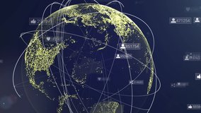 Global communication network. Animation of digital earth map. Digital background with social media signs. Worldwide communication technology. Global world telecommunication network. Data concept - Powered by Shutterstock - Get 15% off with code: PIKWIZARD15