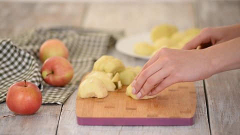 Cutting Apples for Homemade Apple Cake.