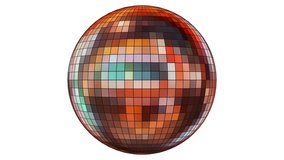Animation of rotation of a mirror disco ball on a white background. 3d illustration loop seamless video