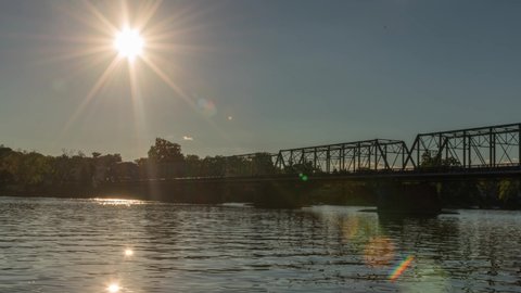 Lambertville, New Jersey Sunset Timelapse Video with Bridge, August 2020