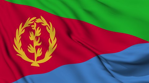 Flag of the State of Eritrea fluttering in the wind