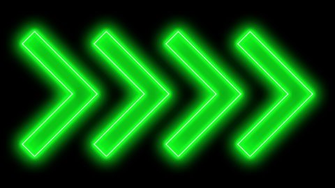 Video animation of glowing neon arrows in red, yellow and green
