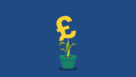 Financial Growth Concept of plant growing Pound symbol
