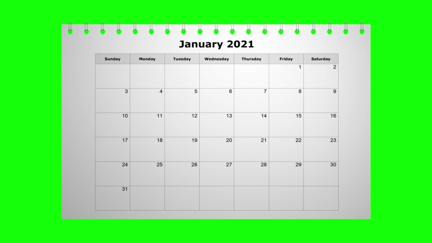 Close up of flipped calendar page for 2021 year from january to december with green screen background Royalty-Free Stock Footage #1060054151