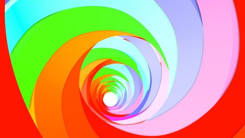 rotating spiral multicolored lines on a white background. rainbow loop animation. 3d render