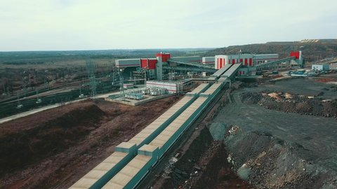Plant metallurgy mining and processing factory aerial view 4K video.