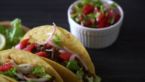 tacos with meat and vegetables - Mexican food style