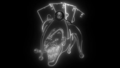 joker head with ace poker animation