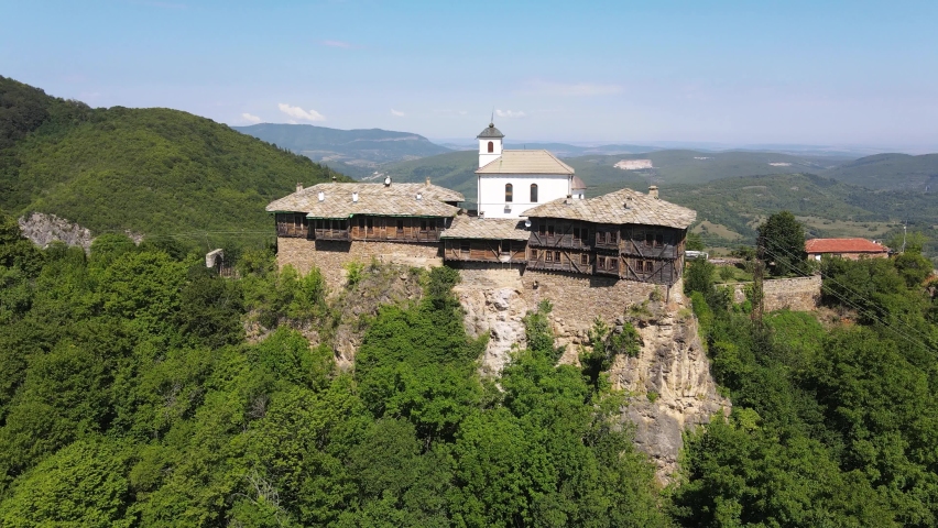 Aerial view of Medieval Glozhene Monastery of Saint George, Lovech region, Bulgaria