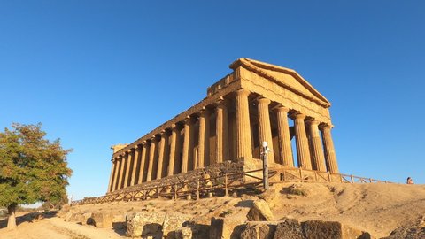 suggestive view of temple of concord, valley of temple, agrigento, italy