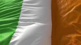 Ireland flag as a background. 3D animation Ireland flag in slow motion animation waving in the wind realistic 4k video.  Republic of Ireland