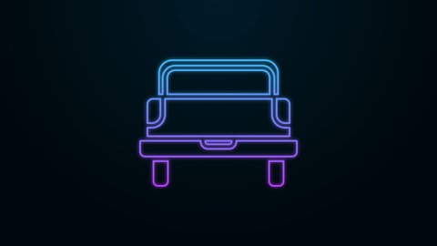 Glowing neon line Pickup truck icon isolated on black background. 4K Video motion graphic animation