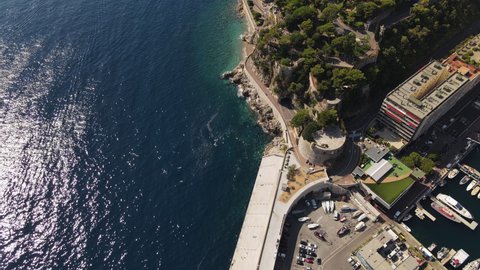 Stunning Aerial view of the Prince's Palace of Monte-Carlo, Monaco and French Riviera in 2020