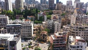 Aerial 4k footage for the destruction caused by Beirut explosion - Lebanon 