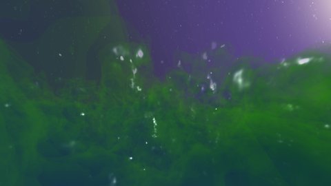 Moving Through a Green Toxic Smoke Cloud Mask With Stars Background