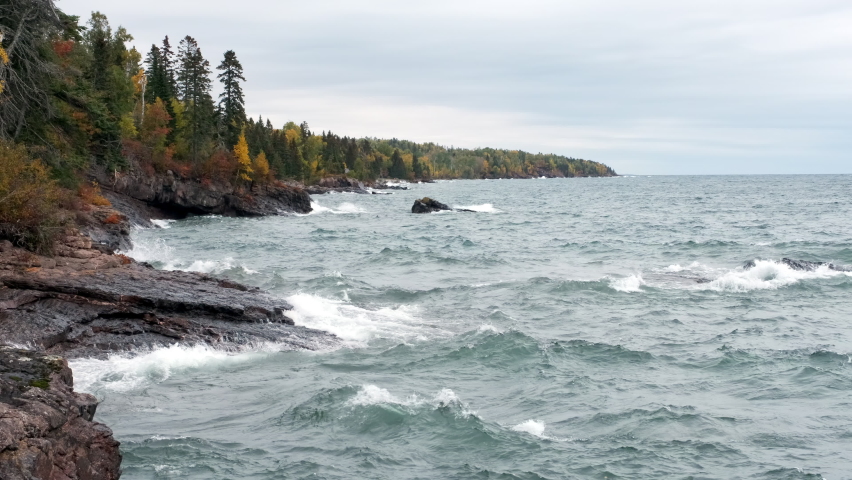 Waves Crashing On The North Shore Of Lake Superior