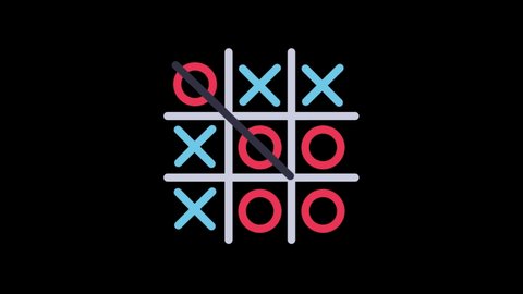 Tic tac toe animated icon with black png background. 