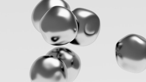 Liquid bubbles levitation 3d render. Smooth morphing spheres movement. Vivid animation of elastic glossy shapes flowing. Flexible objects deformation. 30 fps - 1920x1080 - ProRes HQ