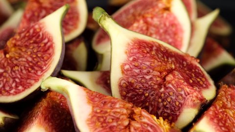 fresh cut figs close up rotating 