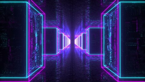 Neon Cyber Cubes Looped Background