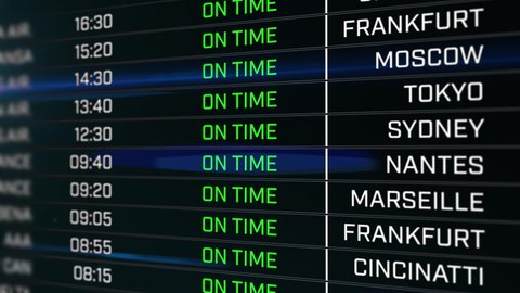 Airport Tab showing flights being delayed and canceled