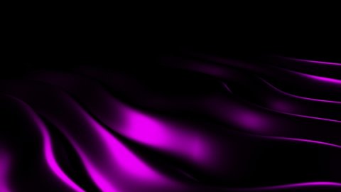 Neon abstract 3d background. Magenta purple waves on black background, similar to silky glossy smooth fabric. Flexible glowing bright lines, movement of color liquid flow. Animation of gradient forms Arkivvideo