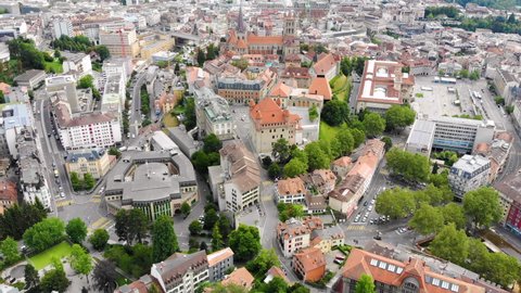 Aerial view of Lausanne town, Switzerland