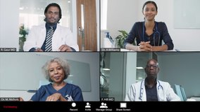 Young Female Doctor Leading Video Conference with Colleagues