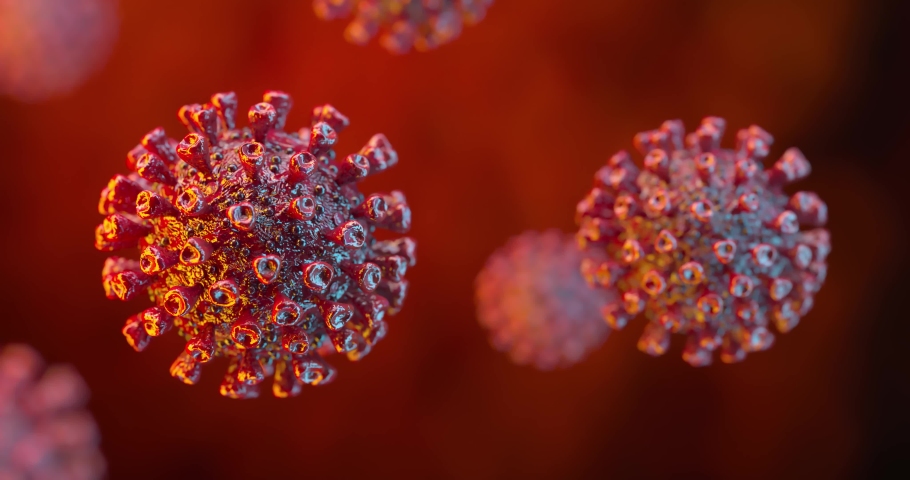 Coronavirus (COVID-19) medical animation. The virus model is realistic. Coronaviruses influenza as dangerous flu strain cases as a pandemic. Microscope virus close up. 3d rendering. Royalty-Free Stock Footage #1060170044