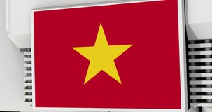 60FPS video of satellite with flag on top - Vietnam satellite connection technology concept, UHD 4K 3d animation