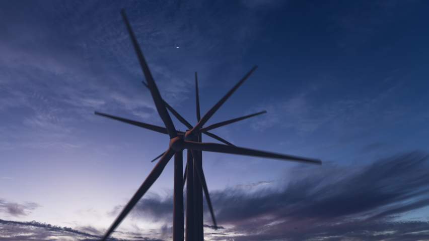 Natural energy Wind turbine 3D rendered in nature background. Concept Green energy, renewable energy and environment | Shutterstock HD Video #1060187471