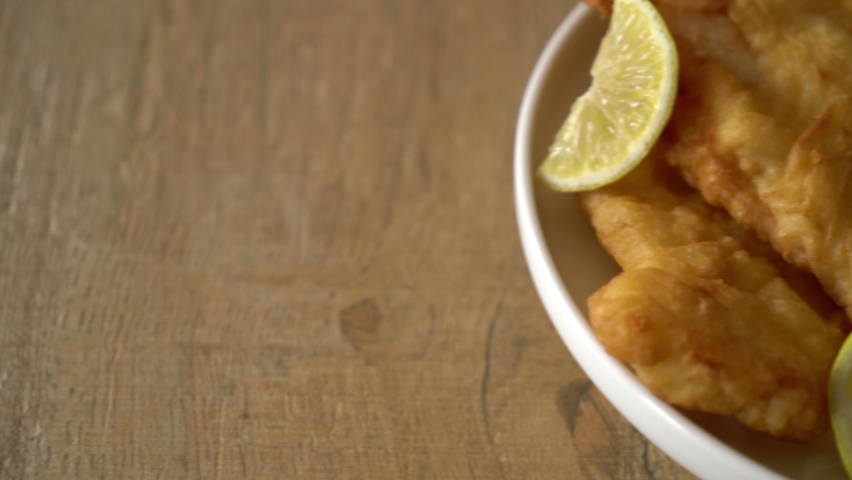 fish and chips with french fries Royalty-Free Stock Footage #1060203047