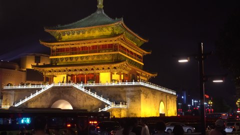 Night of clock tower.Xian City, Shaanxi Province, China. 9.11.2020.
