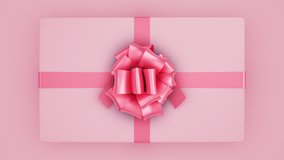 Opening Beautiful Gift Box with Ribbons and Big Bow. 4 videos in 1. Unpacking Present Parcel 3d Animation Elements on Green Screen Alpha and Mask Channels. Untying Decorative Knot. 4k UHD 3840x2160.
