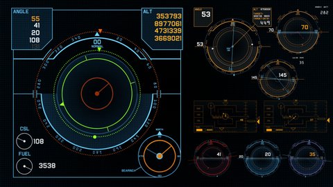 Futuristic HUD display data stock motion graphic full set with 3d rendering.