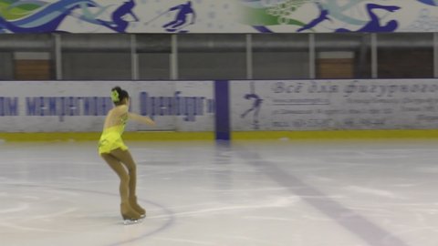 Orenburg, Russia - March 25, 2017 year: Girls compete in figure skating "Orenburg expanses"