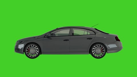 Modern sedan car isolated on a green screen (side view). 3d rendering