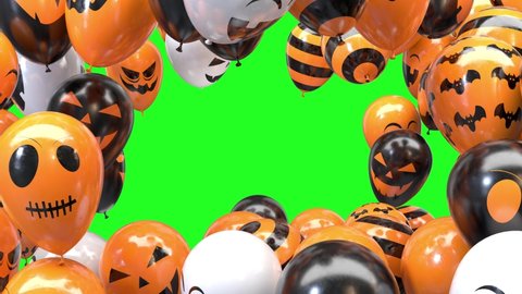 Halloween balloon frame on a green background