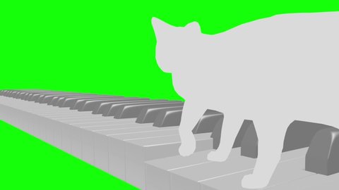 Cat silhouette Piano walk loop pattern C