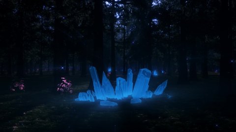 3D Crystals Forest Landscape Loop Motion Background