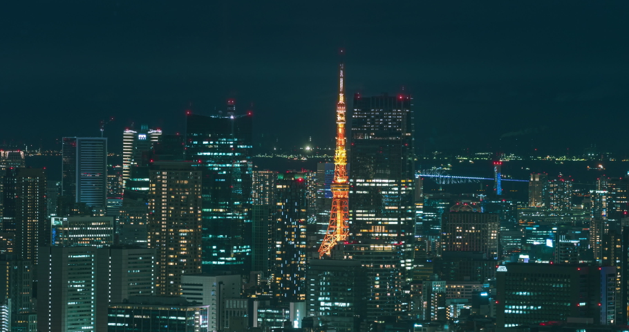 Timelapse of Tokyo cityscape at night, Japan