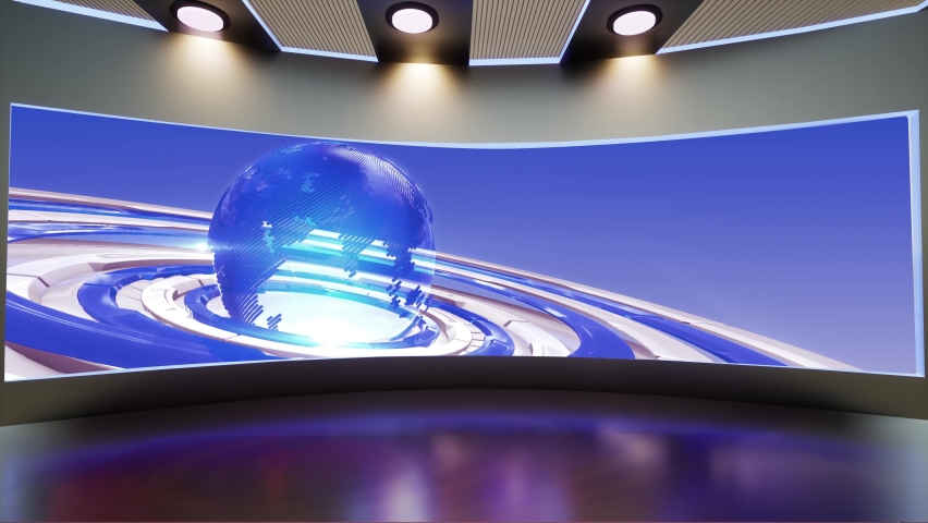 3d virtual news studio background loop Stock Footage Video (100%