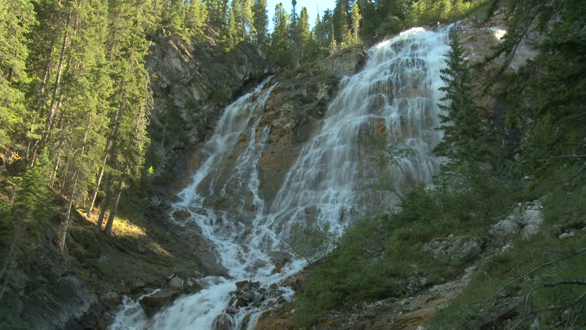 Spray waterfalls in the Rocky Mountains of Canada